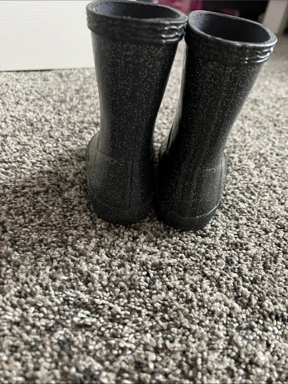 Hunter Kids Black Glitter Rain Boots